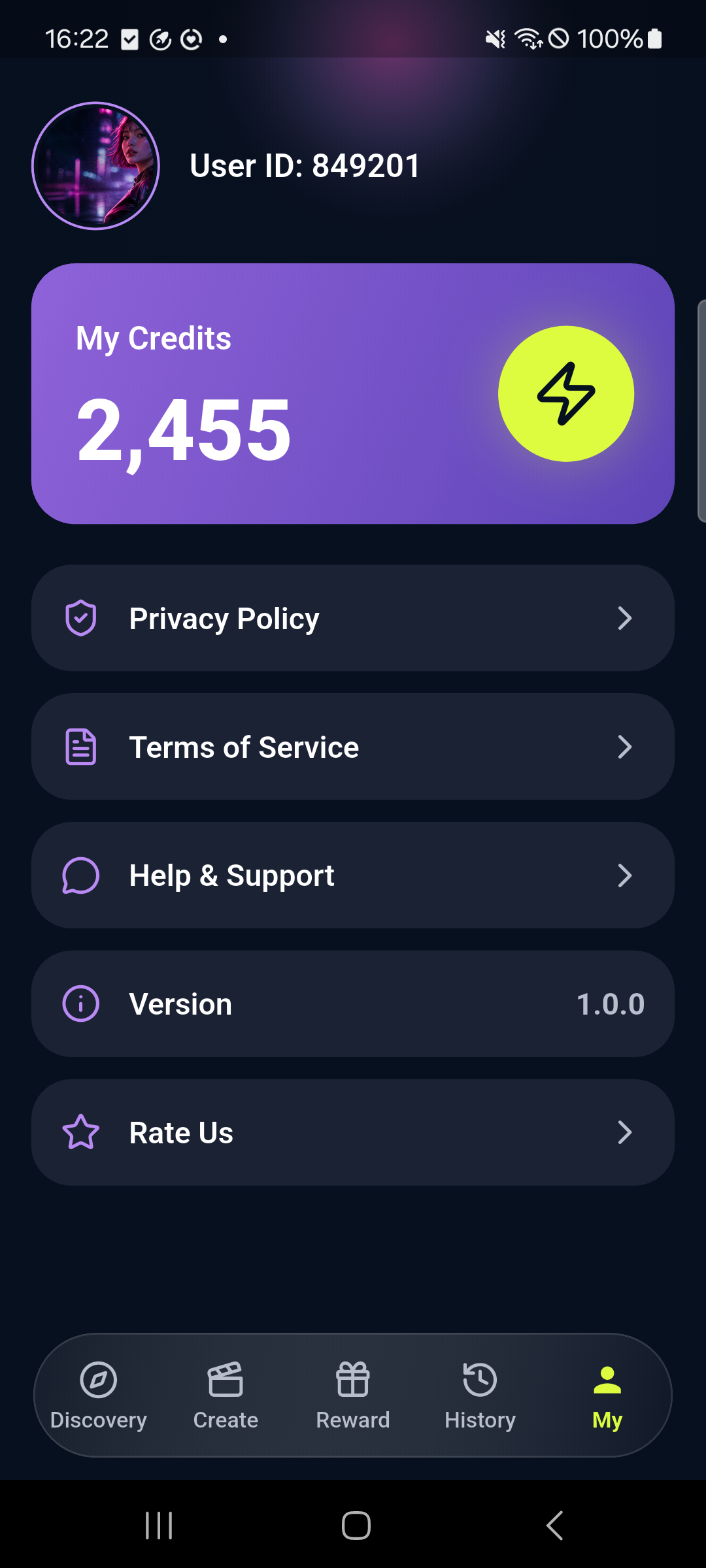 Create page screenshot
